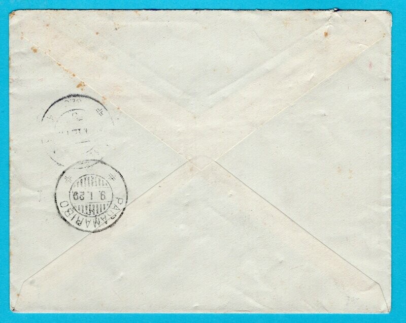 SURINAME R rivierboot brief 1929 Commewijne naar Nederland
