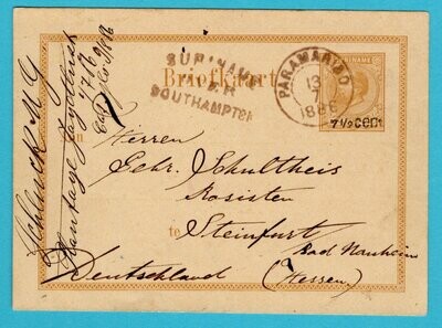 SURINAME briefkaart 1886 Paramaribo plantage Jagtlust