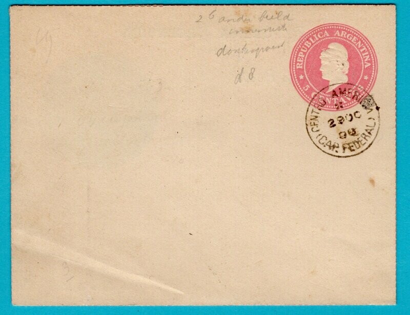 ARGENTINA new year letter sheet 1898 CTO Centro America