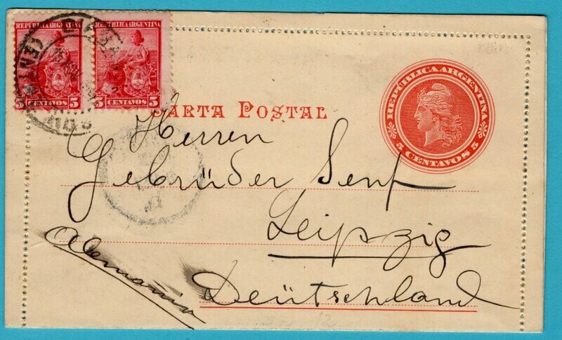 ARGENTINA letter sheet 1907 Diamante to Germany