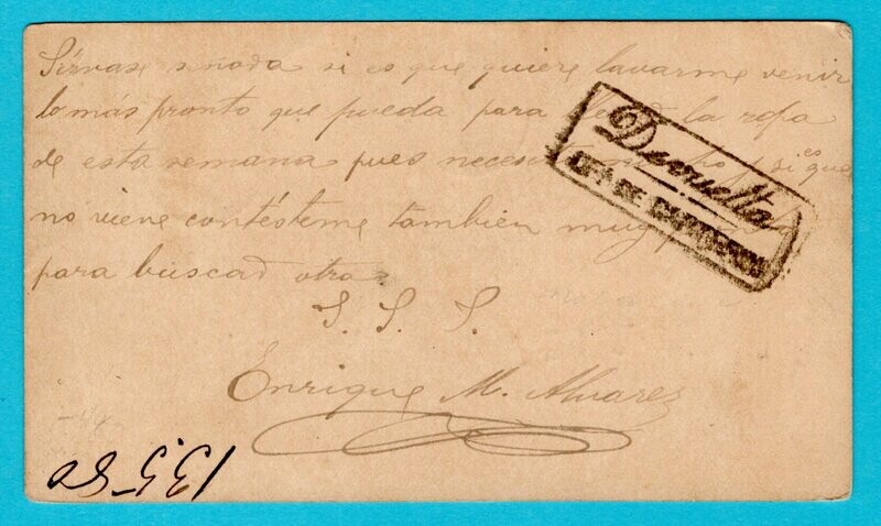 ARGENTINA postal card 1888 B.A. and returned