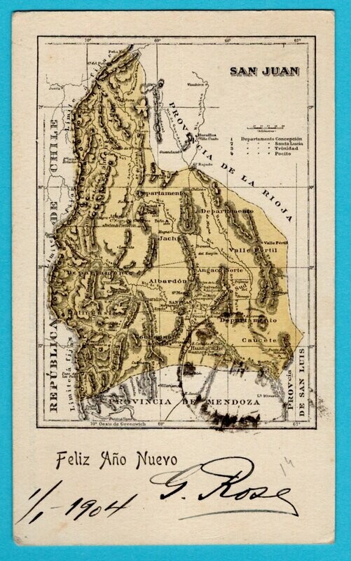 ARGENTINA illustrated postal card 1904 B.A. map San Juan