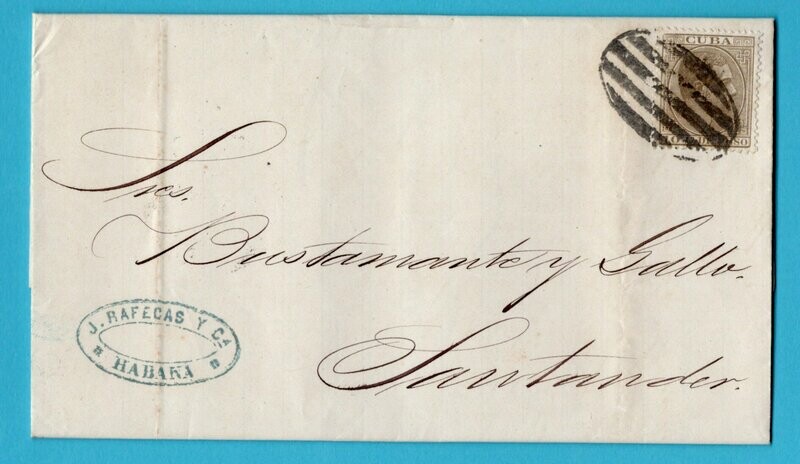 CUBA entire 1882 Habana to Santander Spain