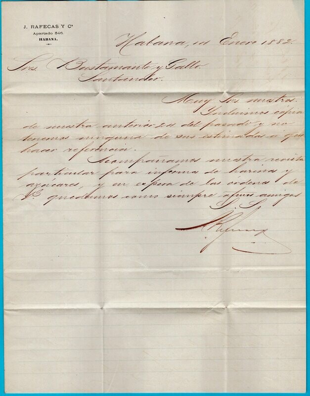 CUBA entire 1882 Habana to Santander Spain