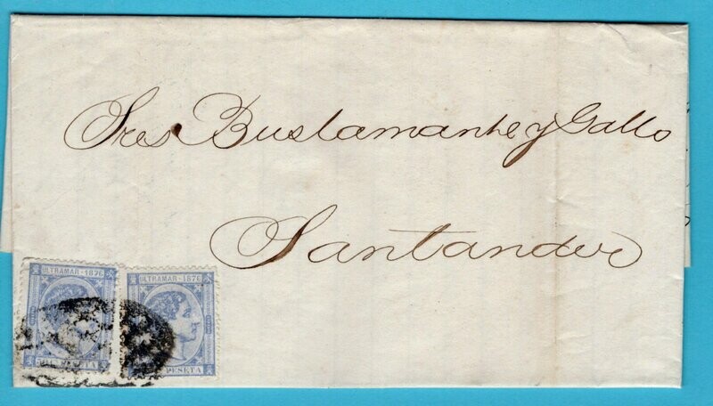 CUBA entire 1876 Havana to Santander Spain