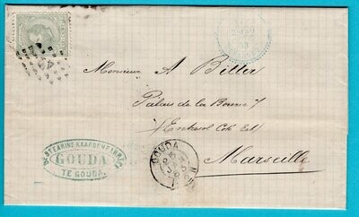 NEDERLAND brief 1883 Gouda naar Frankrijk - kaarsen fabriek