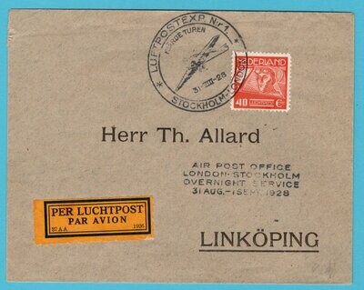 NEDERLAND lp brief 1928 Amsterdam - Stockholm