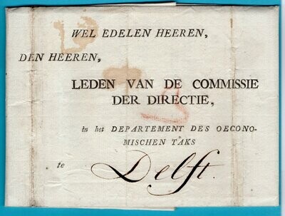 NEDERLAND brief met inhoud 1780 Schoonhoven naar Delft