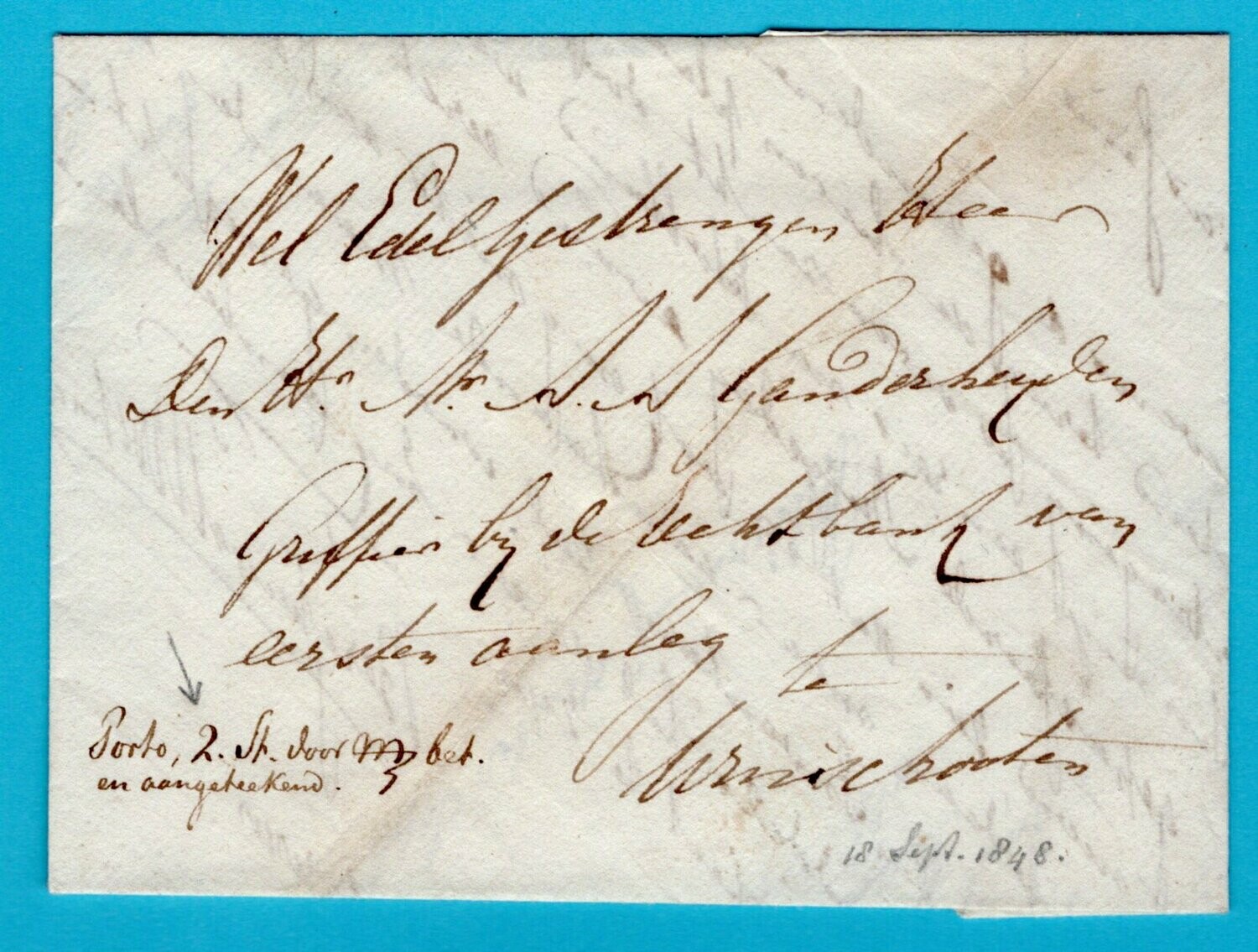 NEDERLAND complete brief 1848 Wildervank naar Winschoten