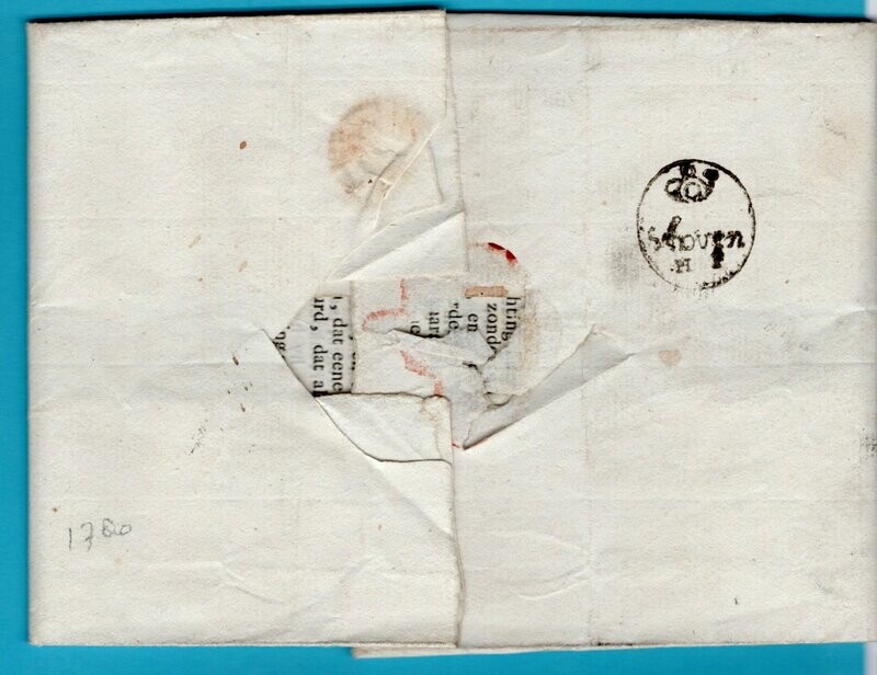 NEDERLAND brief met inhoud 1780 Schoonhoven naar Delft