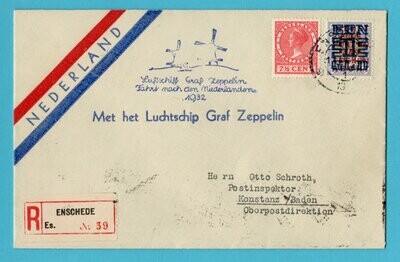 NEDERLAND Zeppelin R brief 1932 Enschede Nederland vlucht