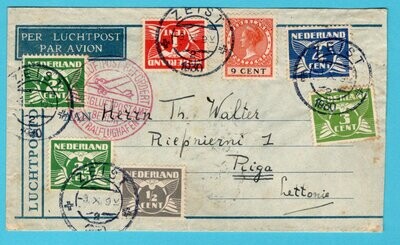 NEDERLAND luchtpost brief 1930 Zeist naar Letland