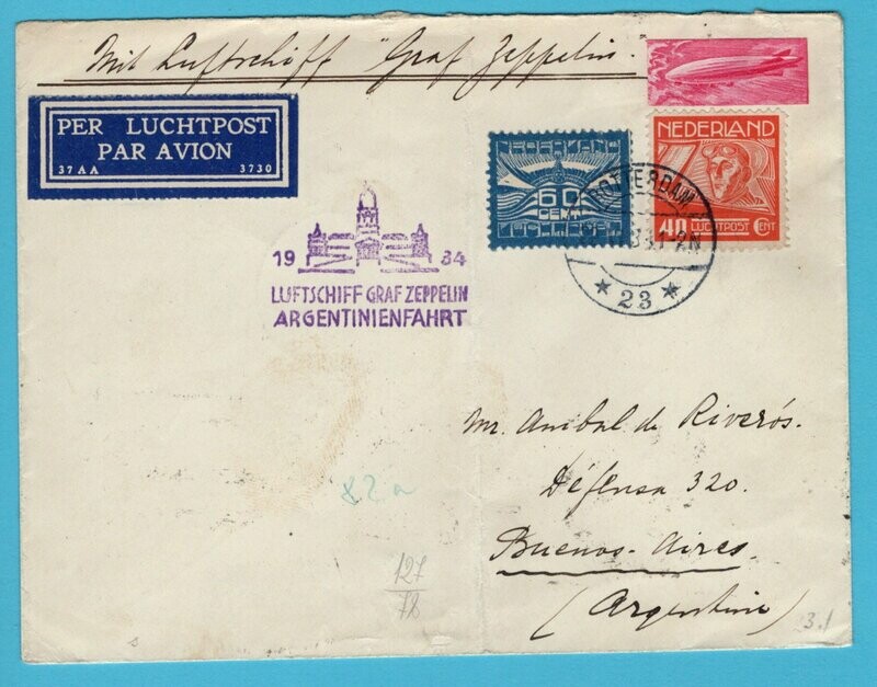 NEDERLAND Zeppelin Argentinië fahrt 1934 Rotterdam