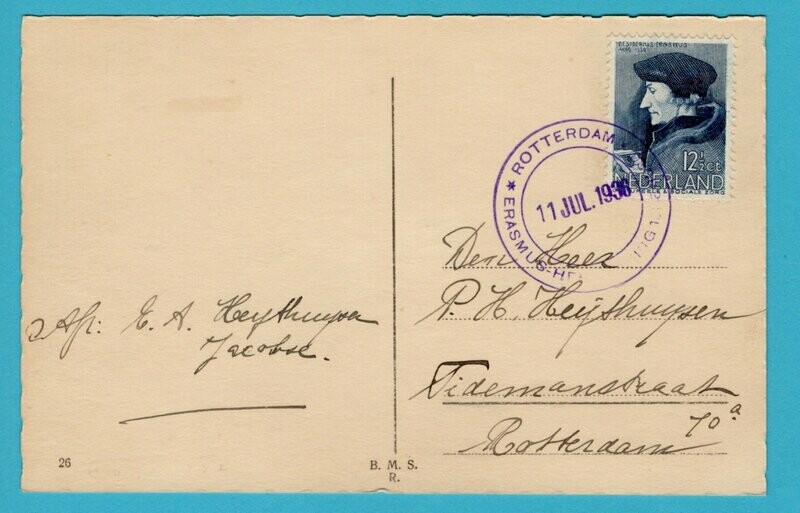 NEDERLAND Erasmus humanist herdenking 1936 Rotterdam
