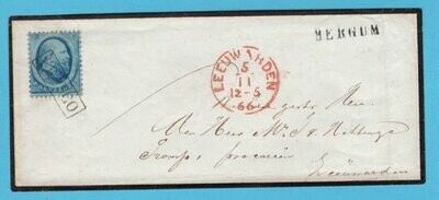 NEDERLAND rouwbrief 1866 Bergum naar Leeuwarden