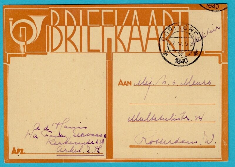 NEDERLAND kaart militair 27-V-1940 Gorinchem naar Rotterdam
