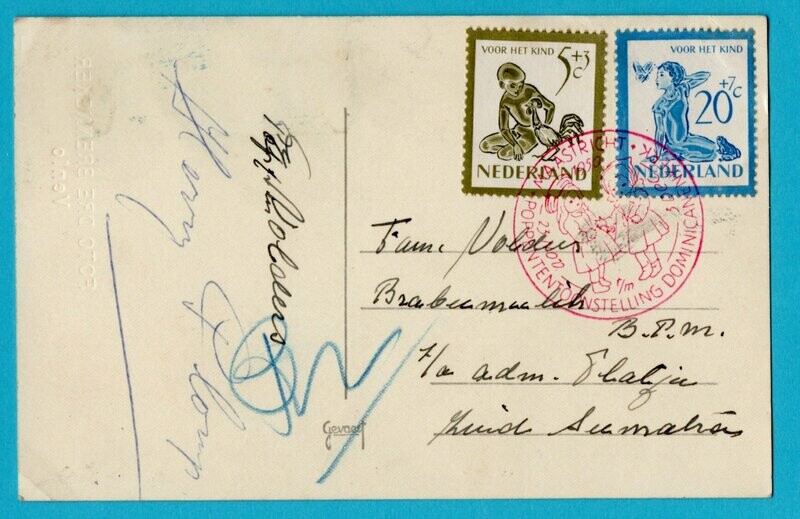 NEDERLAND kaart 1950 Maastricht poppen tentoonstelling