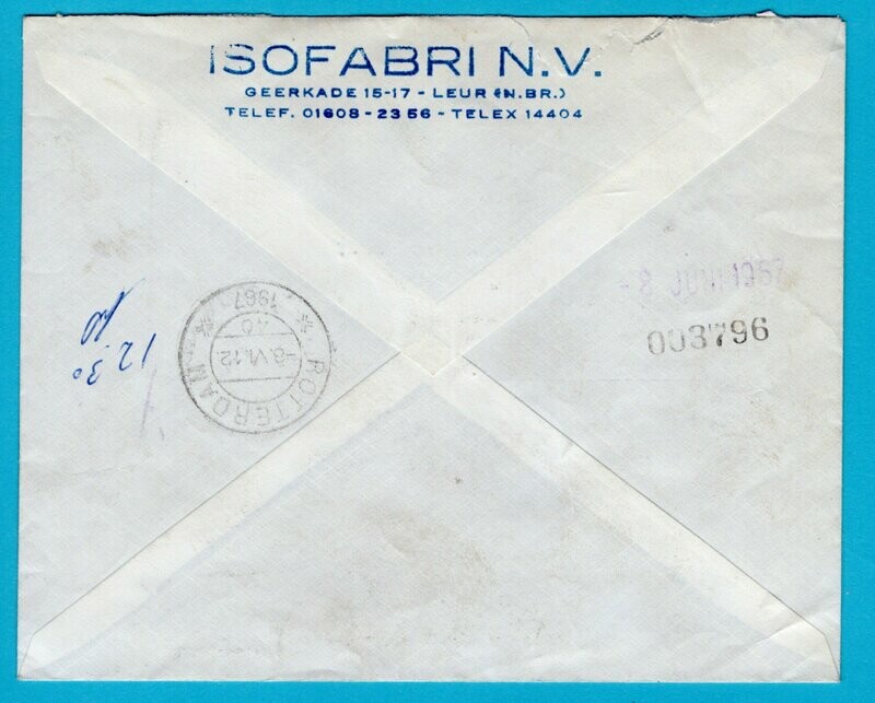NEDERLAND expres trein brief 1967 Etten Leur naar Rotterdam