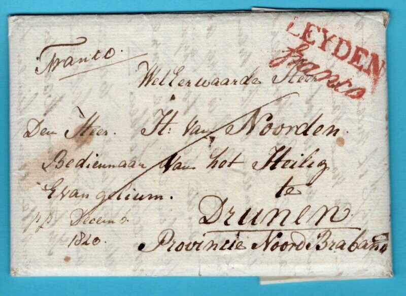 NEDERLAND complete brief 1820 Leiden franco naar Drunen