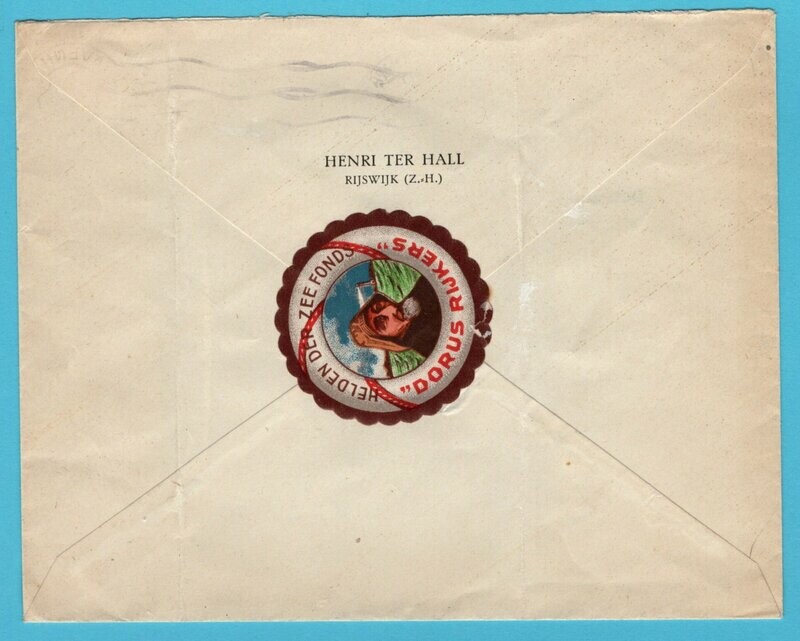 NEDERLAND brief 1925 Den Haag met Doris Rijker sluitzegel