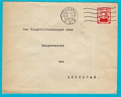 NEDERLAND brief 1925 Den Haag met Doris Rijker sluitzegel