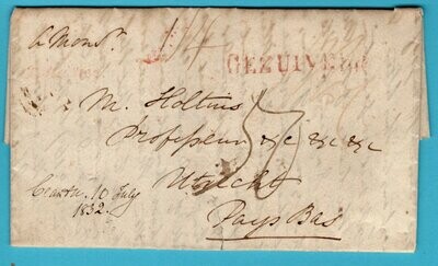 NEDERLAND brief 1832 GEZUIVERD van Engeland naar Utrecht