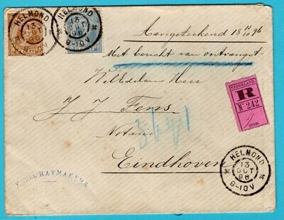NEDERLAND R brief 1896 Helmond met bericht van ontvangst