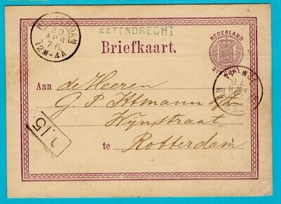 NEDERLAND briefkaart privé bedrukt 1876 Katendrecht