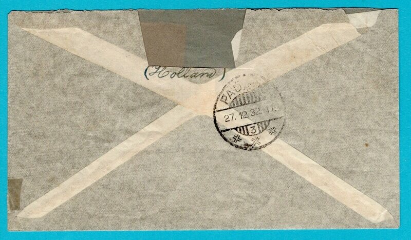 NEDERLAND luchtpost brief 1932 Amsterdam naar Padang