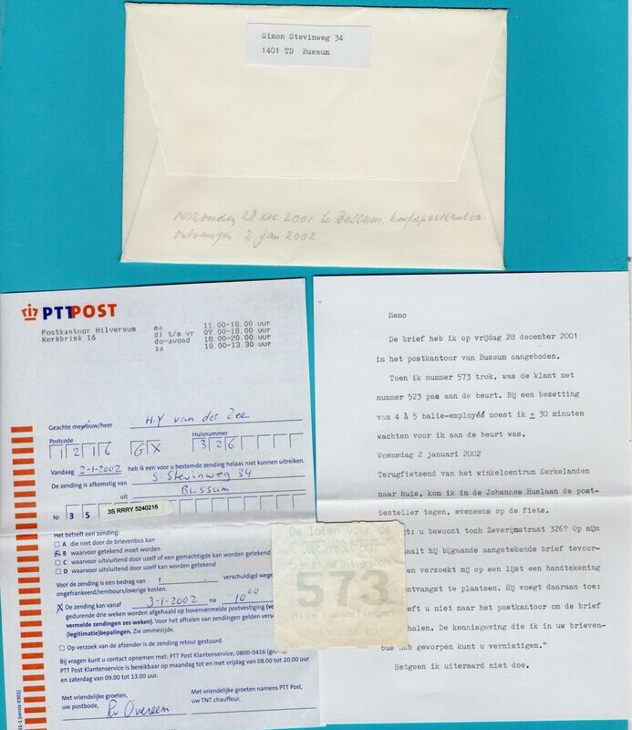 NEDERLAND R brief 2001 Bussum zilver zegel + ontvangst