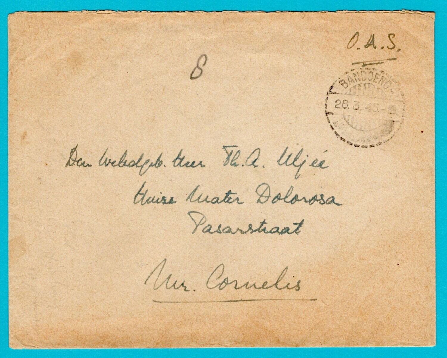 NETHERLANDS EAST INDIES military cover 1946 Bandoeng