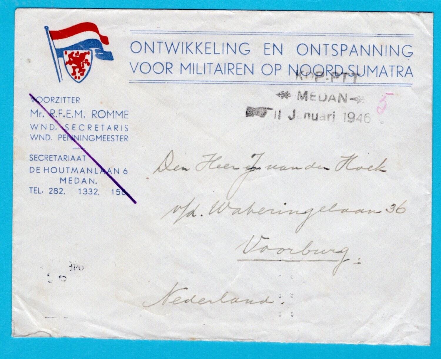 NETHERLANDS EAST INDIES cover 1946 Medan provisional