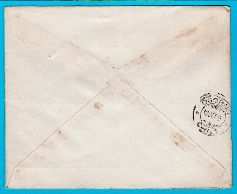 CHILE postal envelope 1916 Victoria Ambulancia 63 to Osorno