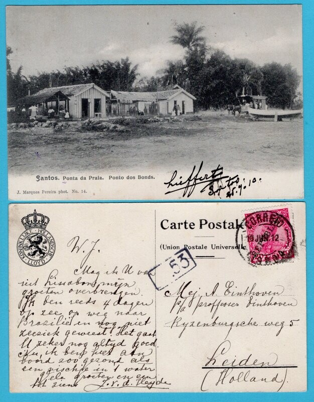 NEDERLAND 2 prentbriefkaarten 1910-12 S.S. Frisia