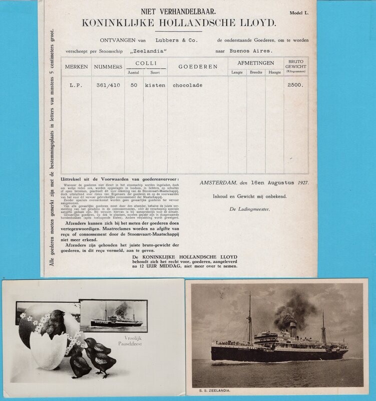 NEDERLAND verlaad formulier 1927 Zeelandia + 2 prentbrief kaarten