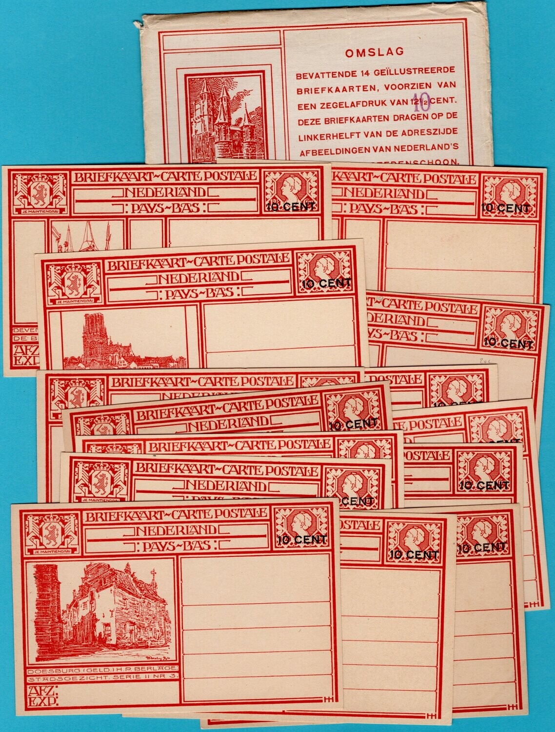 NEDERLAND set geïllustreerde briefkaarten 1926 in originele verpakking