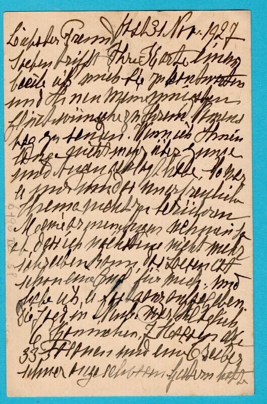 NEDERLAND briefkaart 1927 Aken-Maastricht trein stempel