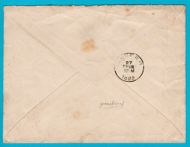 NEDERLAND brief 1893 Krabbendijke naar Antwerpen grenstarief