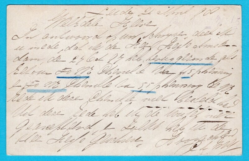 NEDERLAND briefkaart 1898 Leiden + fiscaal zegel en bevestiging