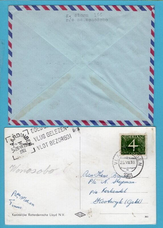 NEDERLAND paquebot brief 1969 MS Wonosoba Keelun Taiwan +kaart