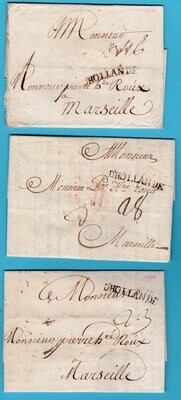 NEDERLAND 3 complete brieven 1752-54 met 'd Hollande stempels