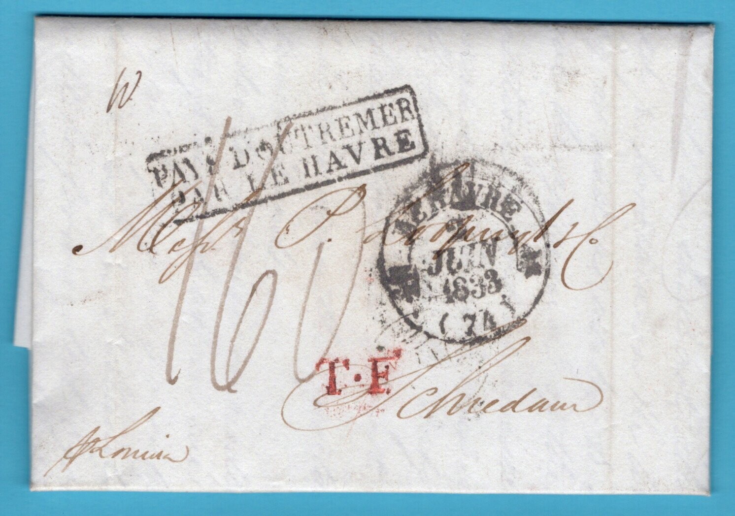 USA complete brief 1833 New York naar Schiedam over Arnhem