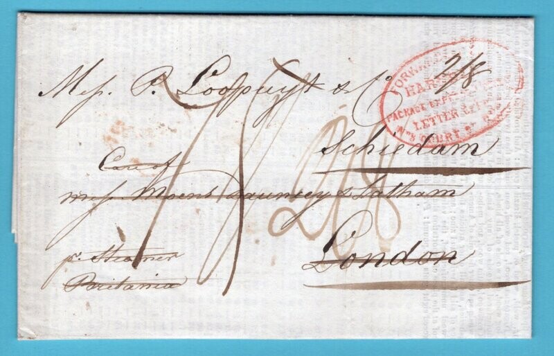 USA handelsbericht 1841 New York naar London forwarded Schiedam