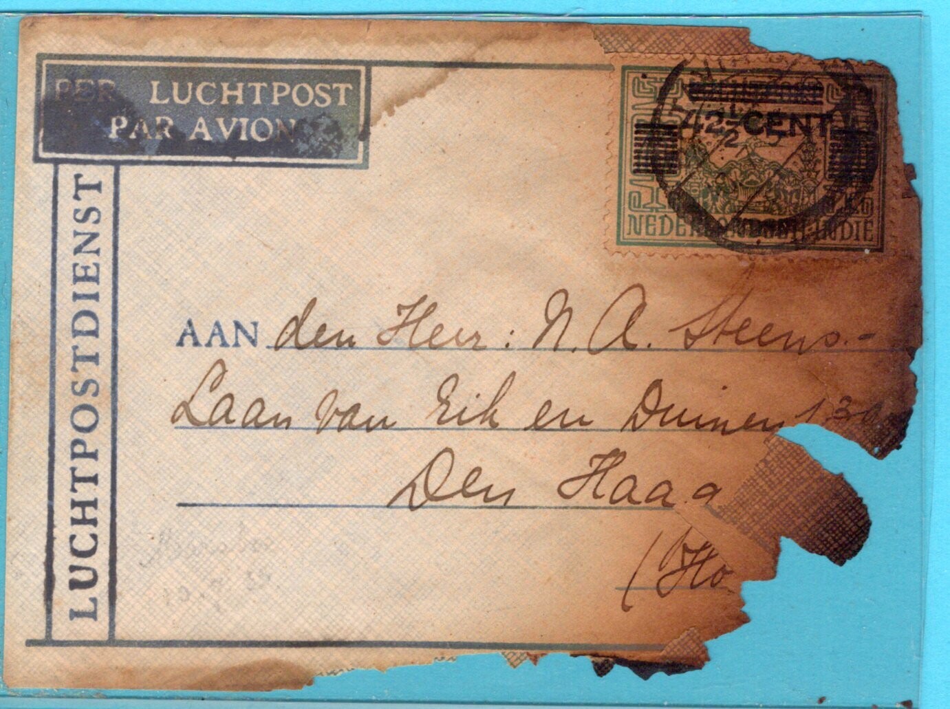 NETHERLANDS EAST INDIES crash cover 1935 from plane Maraboe