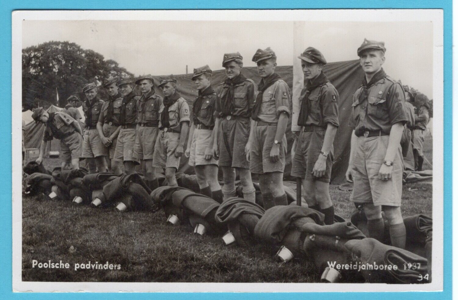 NEDERLAND Jamboree 1937 prentbriefkaart Poolse padvinders
