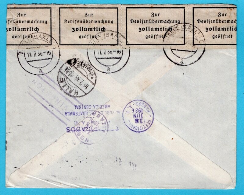 GUATEMALA R cover 1936 La Tinta -Alta Verapaz to Germany