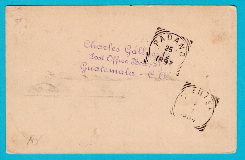 GUATEMALA postal card 1893 Guatemala to Netherlands East Indies