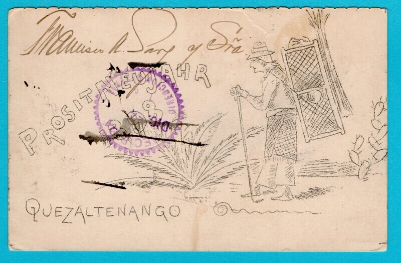 GUATEMALA illustrated postal card 1897 Quezaltenango to Austria