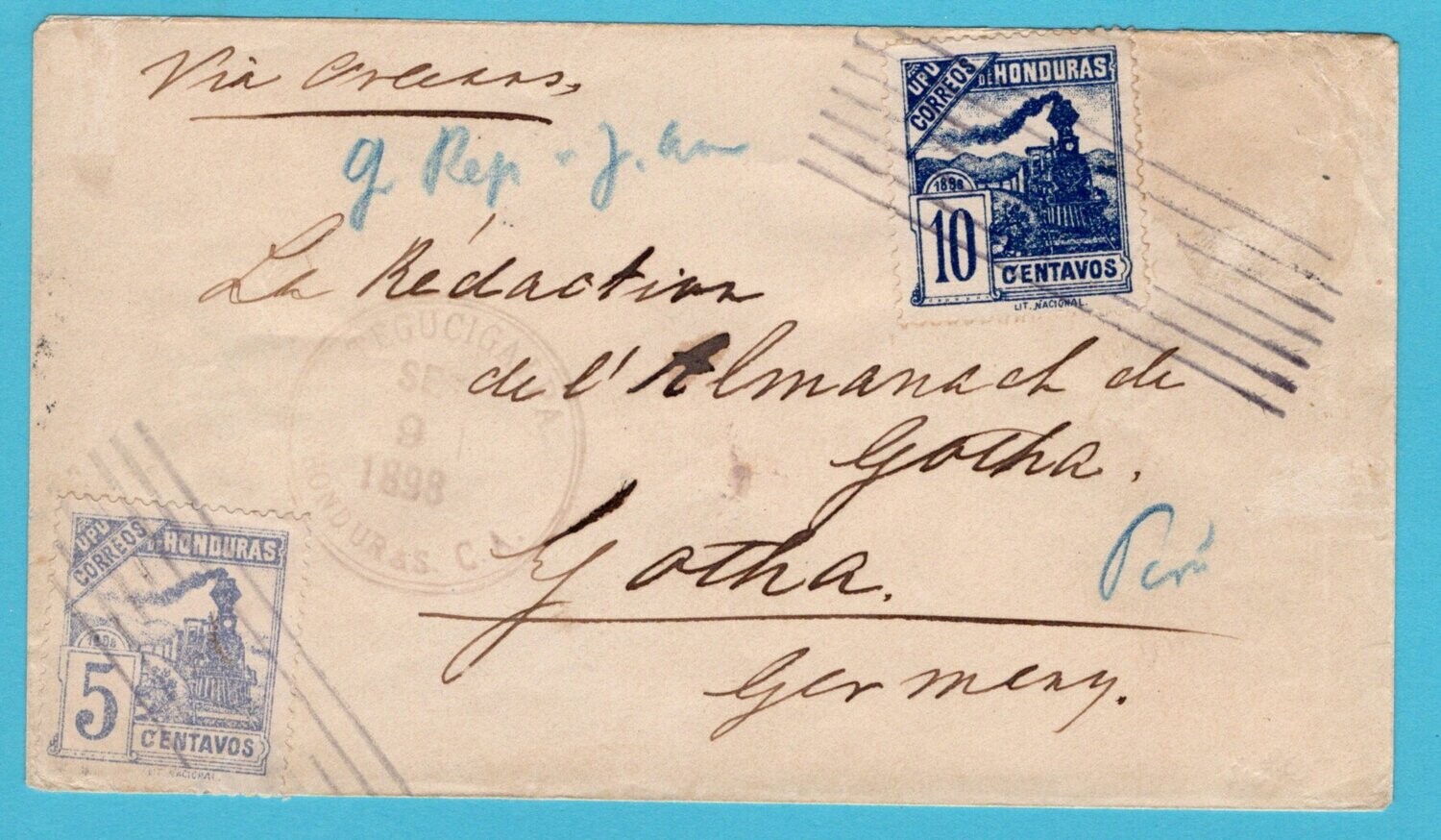 HONDURAS cover 1898 Tegucigalpa to Germany