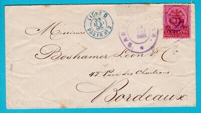 COLOMBIA cover 1895 Barranquilla and Ligne D to France